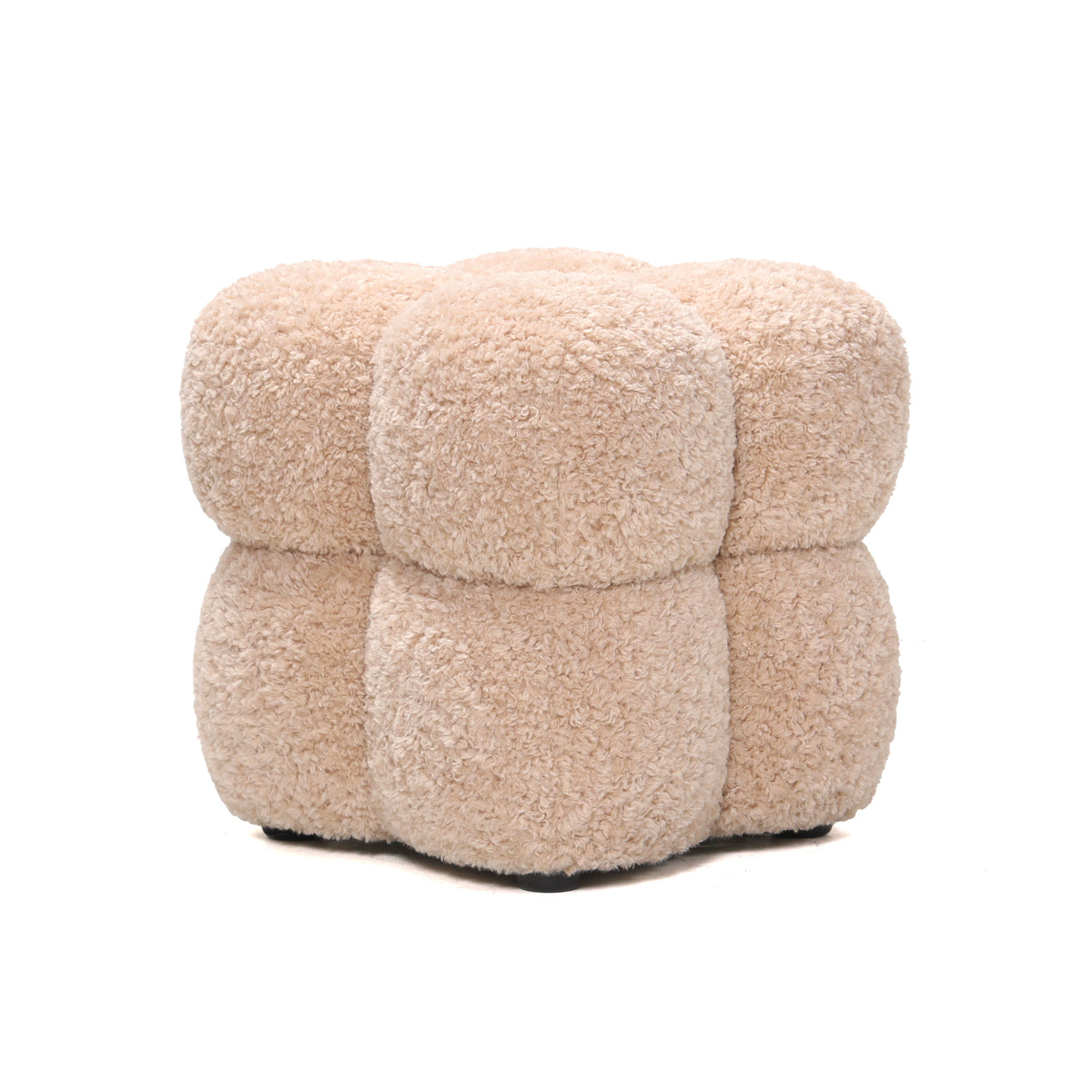 Puf cuadrado de tela beige Teddy PTMD