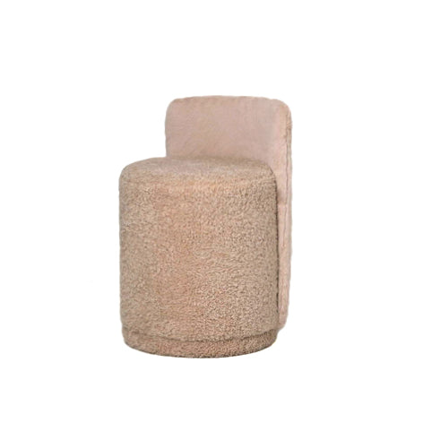 Puf Brandon de tela beige redondo con respaldo PTMD