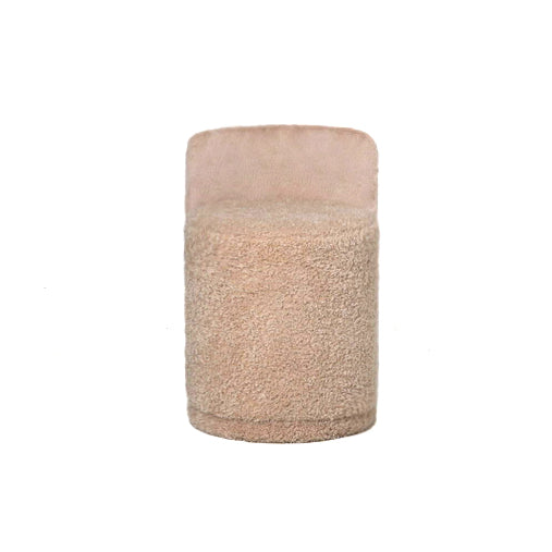 Puf Brandon de tela beige redondo con respaldo PTMD