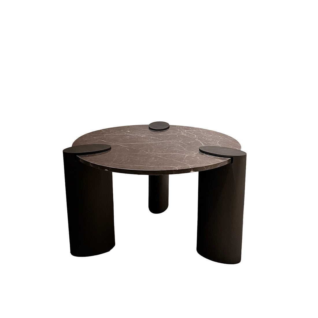 Mesa de centro Ora marrón alta con tablero de mármol y metal PTMD