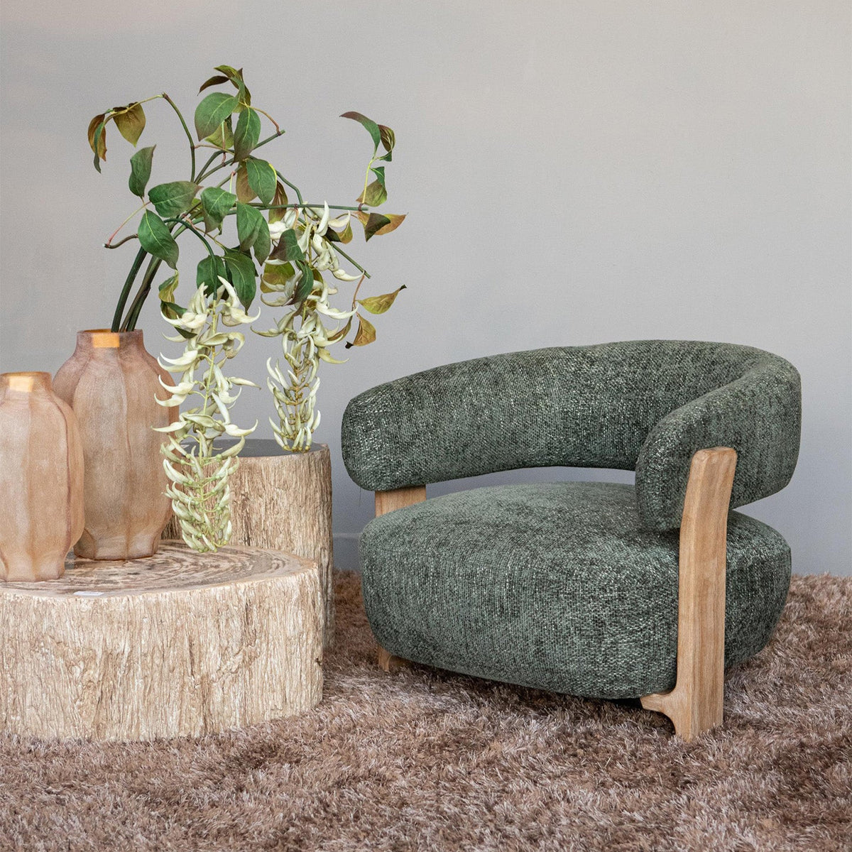 Sillón Mire Green Legacy 10 verde oliva madera de caucho PTMD