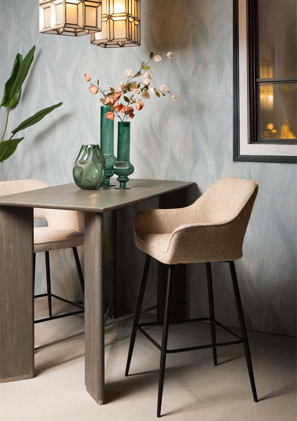 Silla de bar Fal Low Opulence Beige Set de 2 PTMD