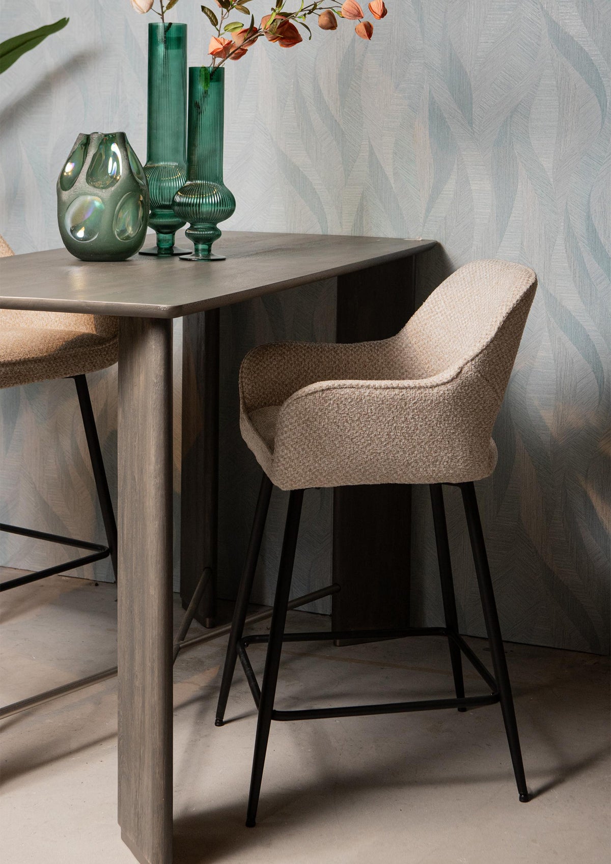 Silla de bar Fal Low Opulence Beige Set de 2 PTMD