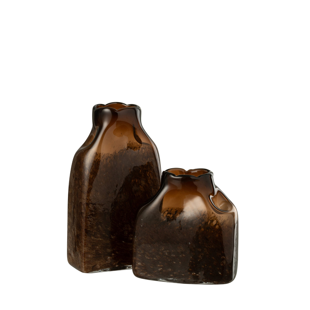 Jarrón de Vidrio Marrón Oscuro Rectangular Grande J-Line