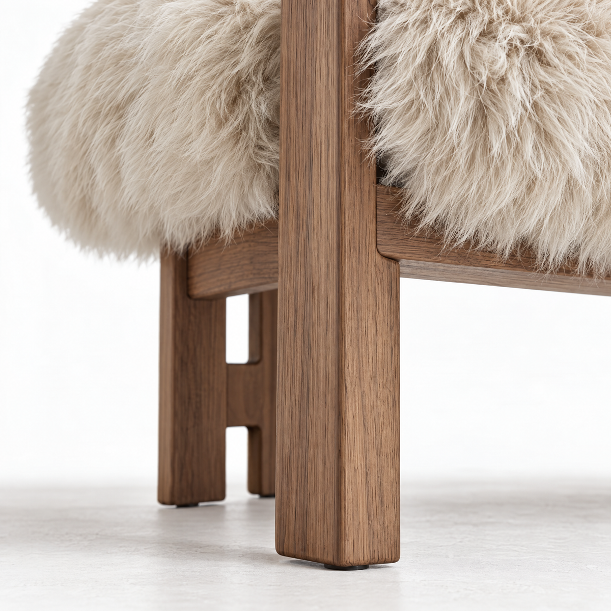 Silla de comedor Avelon Piel de oveja auténtica Beige Madera de haya PTMD