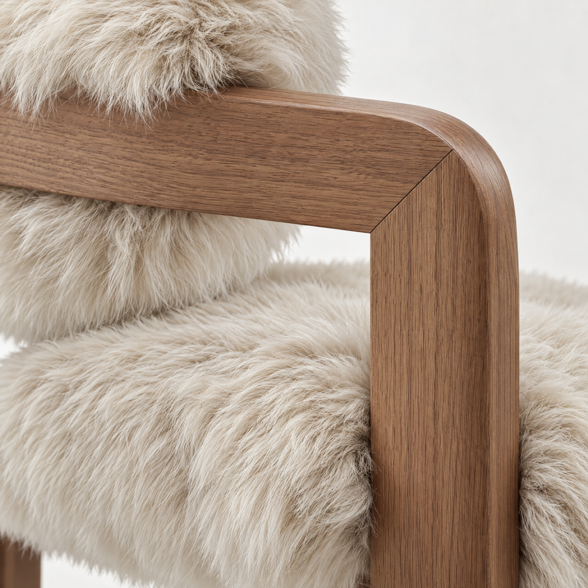 Silla de comedor Avelon Piel de oveja auténtica Beige Madera de haya PTMD