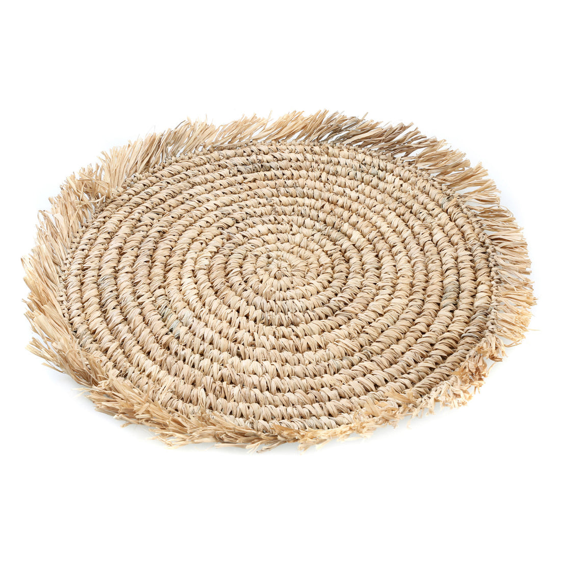 El mantel individual redondo de rafia con flecos - Bazar Bizar natural
