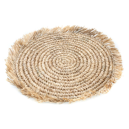 El mantel individual redondo de rafia con flecos - Bazar Bizar natural