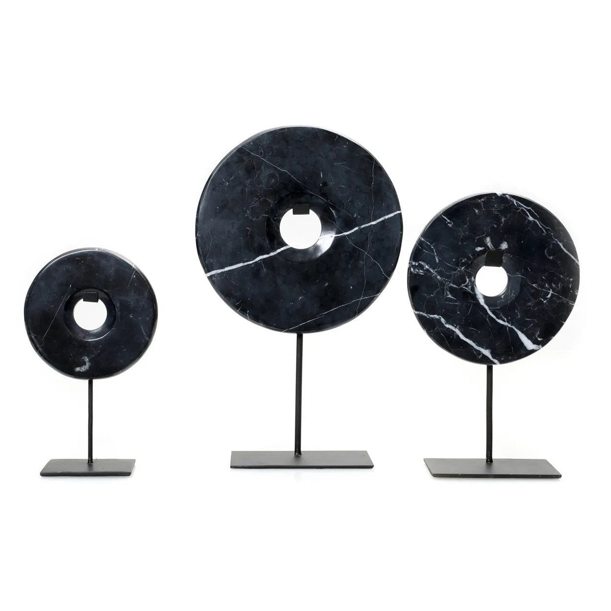 El Disco de Mármol Sobre Soporte Negro Grande Bazar Bizar