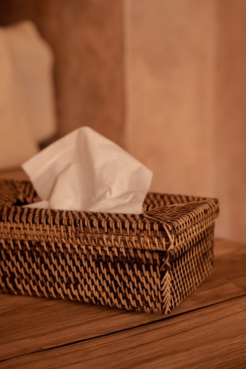 Caja de pañuelos Rattan Classic - Marrón natural Bazar Bizar