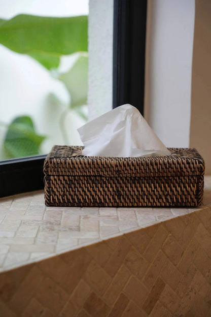 Caja de pañuelos Rattan Classic - Marrón natural Bazar Bizar