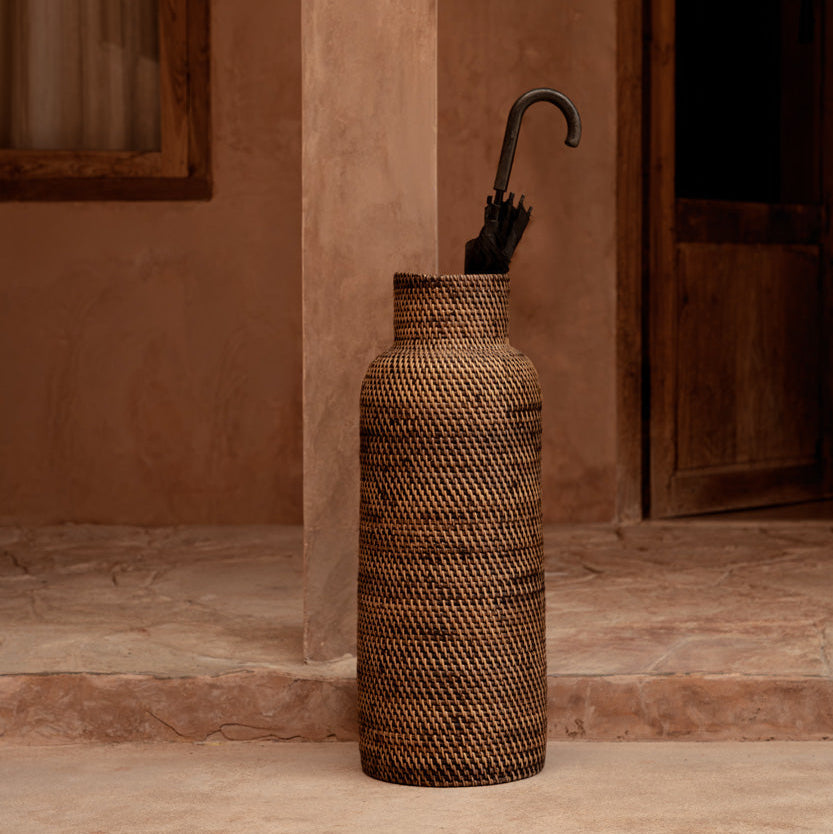 Sombrilla Colonial Cesta Marrón Natural Bazar Bizar