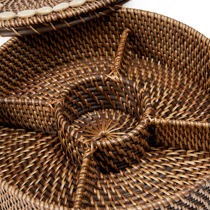 Cesta de ratán con compartimentos marrón natural Bazar Bizar