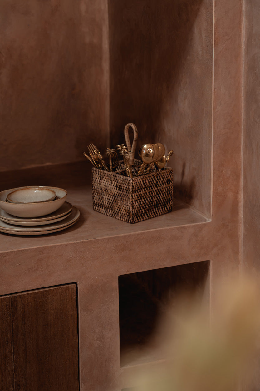 El Cubilete para Cubiertos de Ratán N°4 Marrón Natural Bazar Bizar