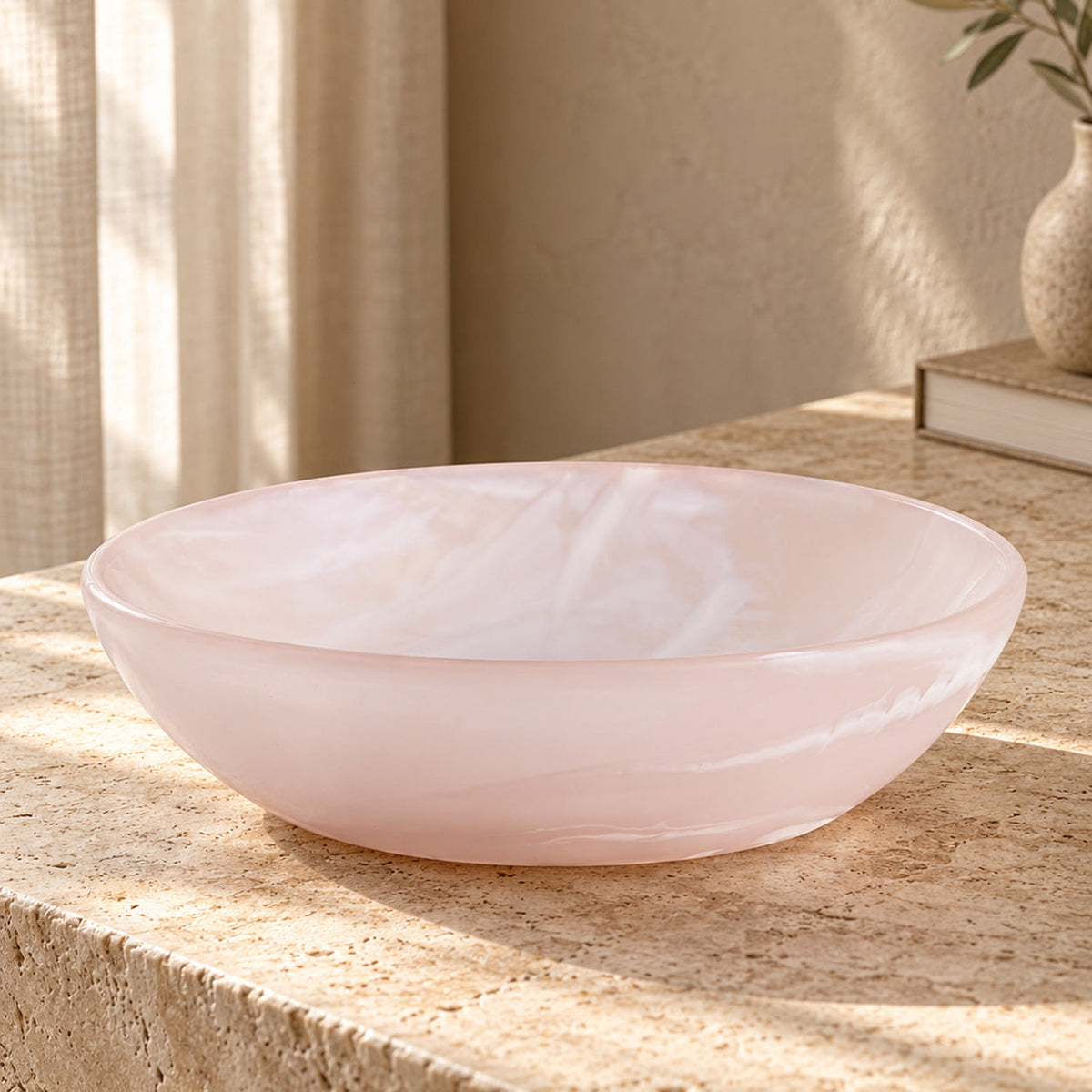 El cuenco orgánico de resina rosa y blanco, mediano, Bazar Bizar