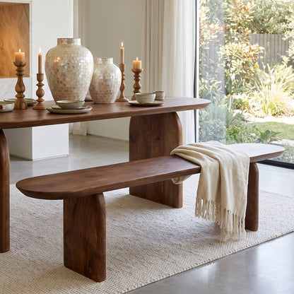Banco de comedor Bullnose Madera de Mango Marrón 180cm Raw Materials