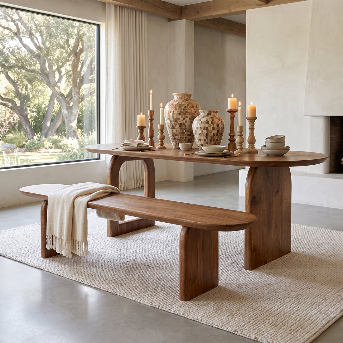 Banco de comedor Bullnose Madera de Mango Marrón 180cm Raw Materials