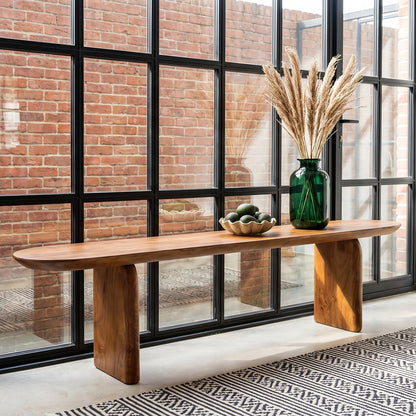 Banco de comedor Bullnose Madera de Mango Marrón 180cm Raw Materials