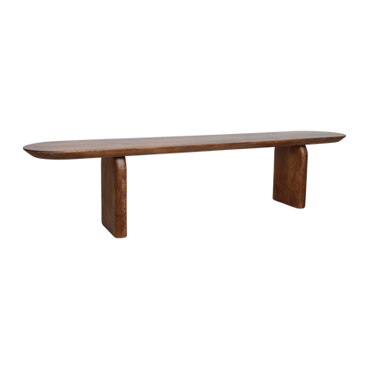 Banco de comedor Bullnose Madera de Mango Marrón 200cm Raw Materials