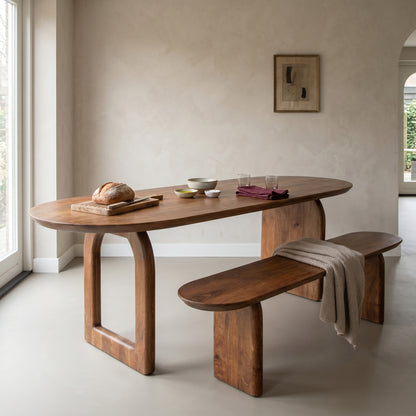 Banco de comedor Bullnose Madera de Mango Marrón 200cm Raw Materials