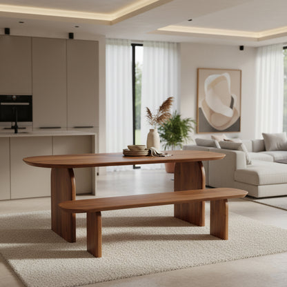 Banco de comedor Bullnose Madera de Mango Marrón 240cm Raw Materials