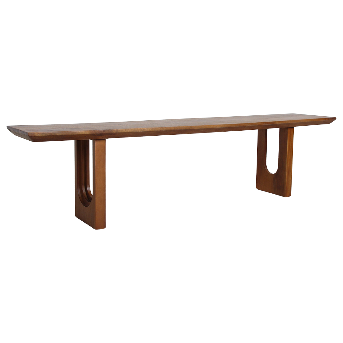 Banco de comedor de madera de mango con bordes redondeados y biselados, 200 cm, materiales en bruto