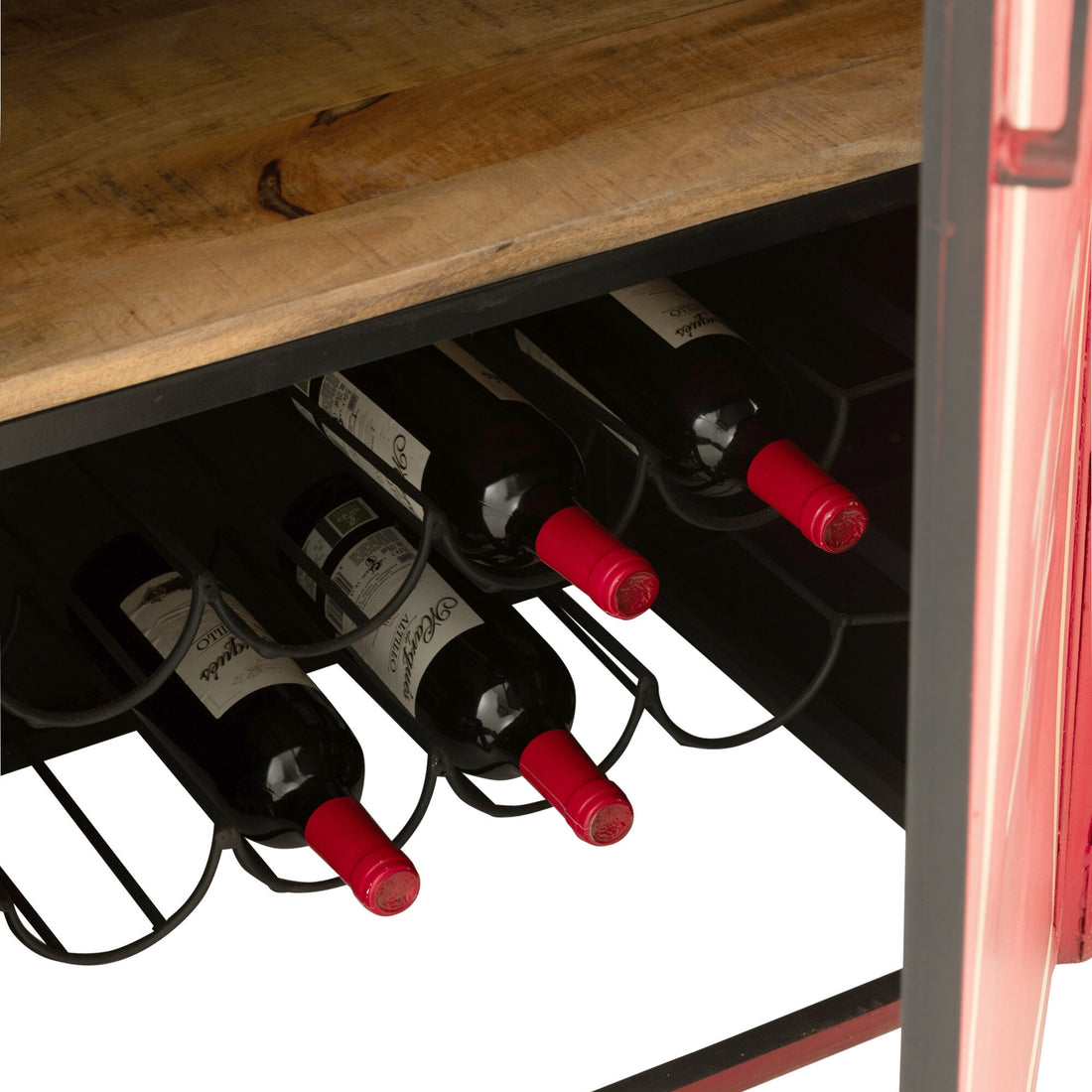 Mueble de bar Carro de cable Hierro/Madera de mango Rojo J-Line
