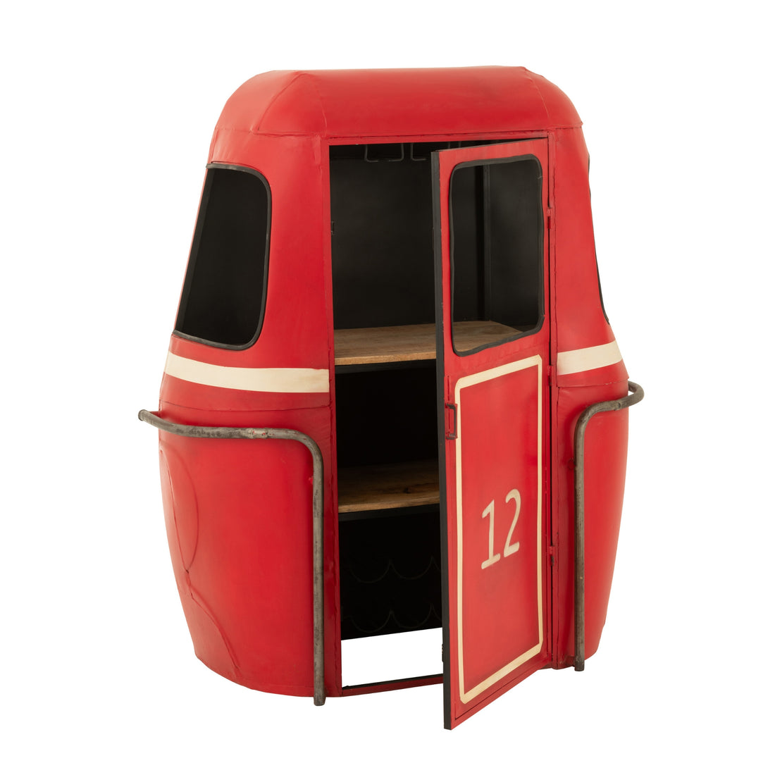 Mueble de bar Carro de cable Hierro/Madera de mango Rojo J-Line