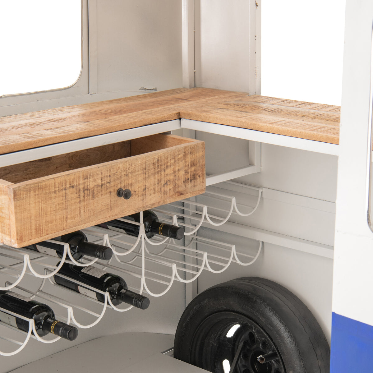 Mueble de bar Retro Camper Azul/Blanco J-Line