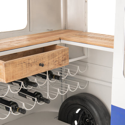Mueble de bar Retro Camper Azul/Blanco J-Line