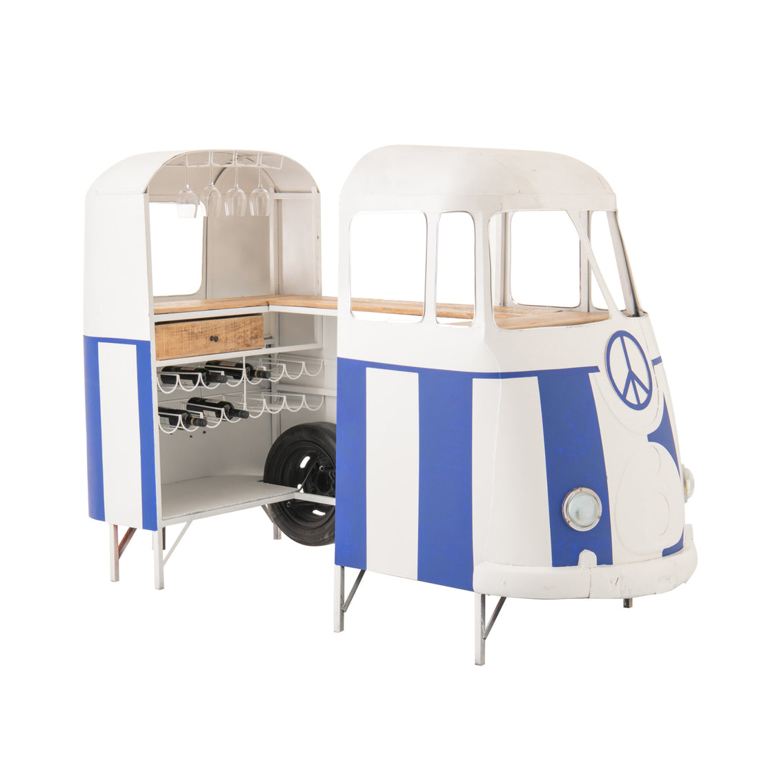 Mueble de bar Retro Camper Azul/Blanco J-Line