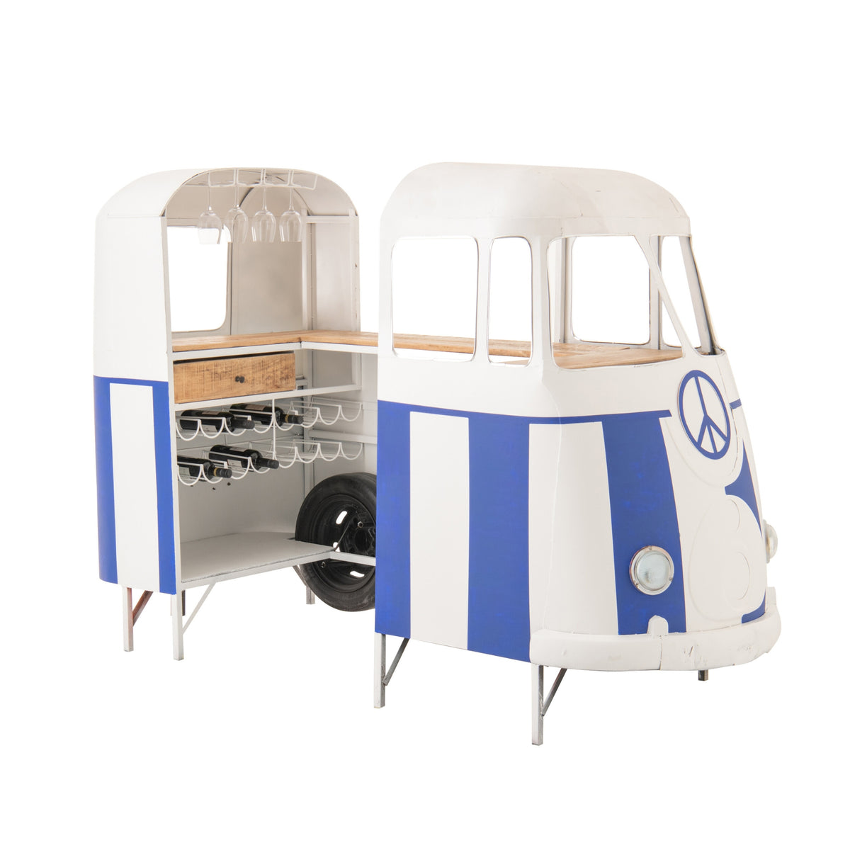 Mueble de bar Retro Camper Azul/Blanco J-Line