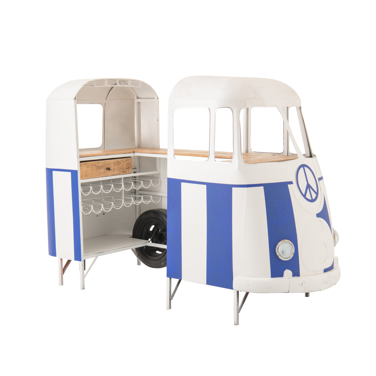 Mueble de bar Retro Camper Azul/Blanco J-Line