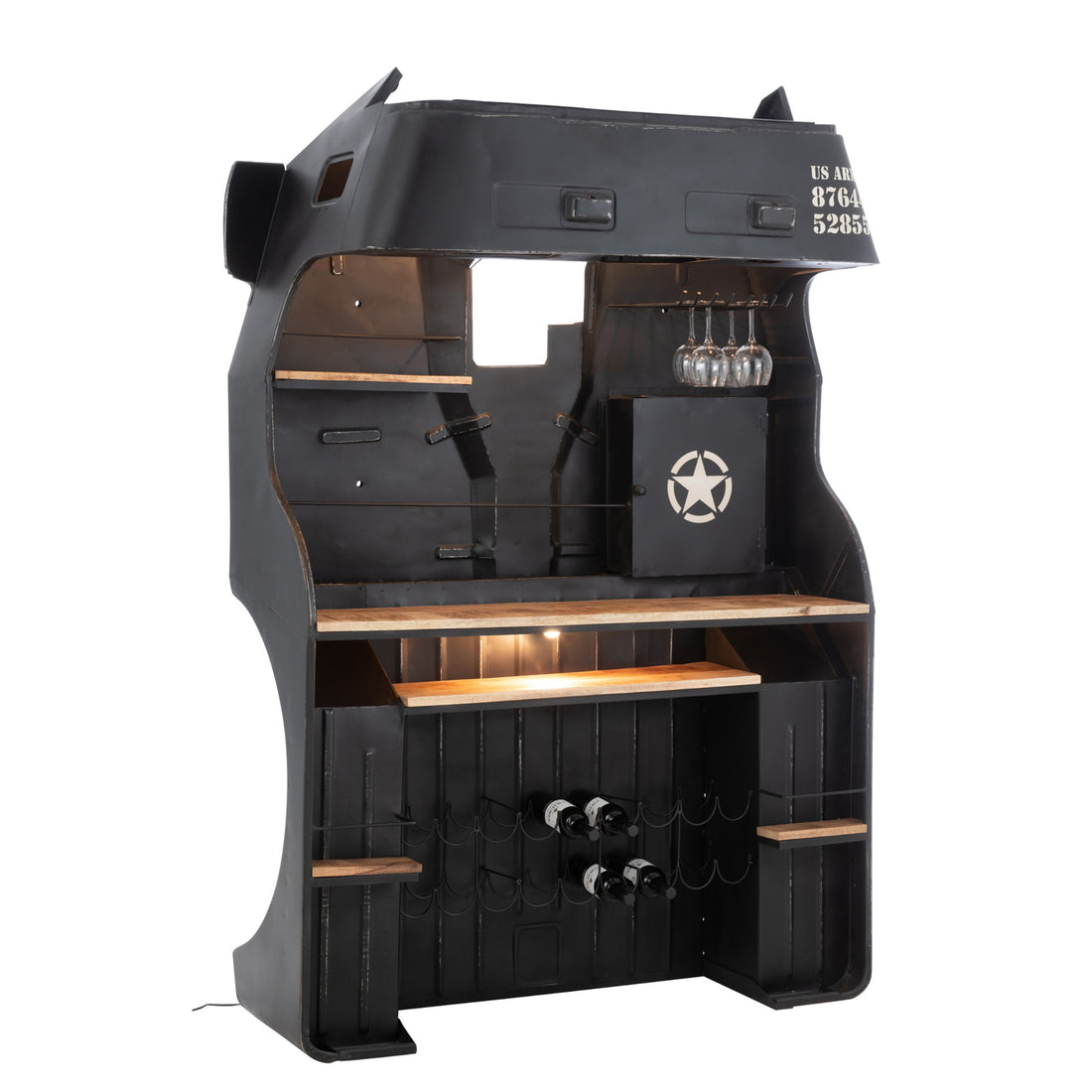 Mueble de bar Camión Hierro/Madera de Mango Negro J-Line