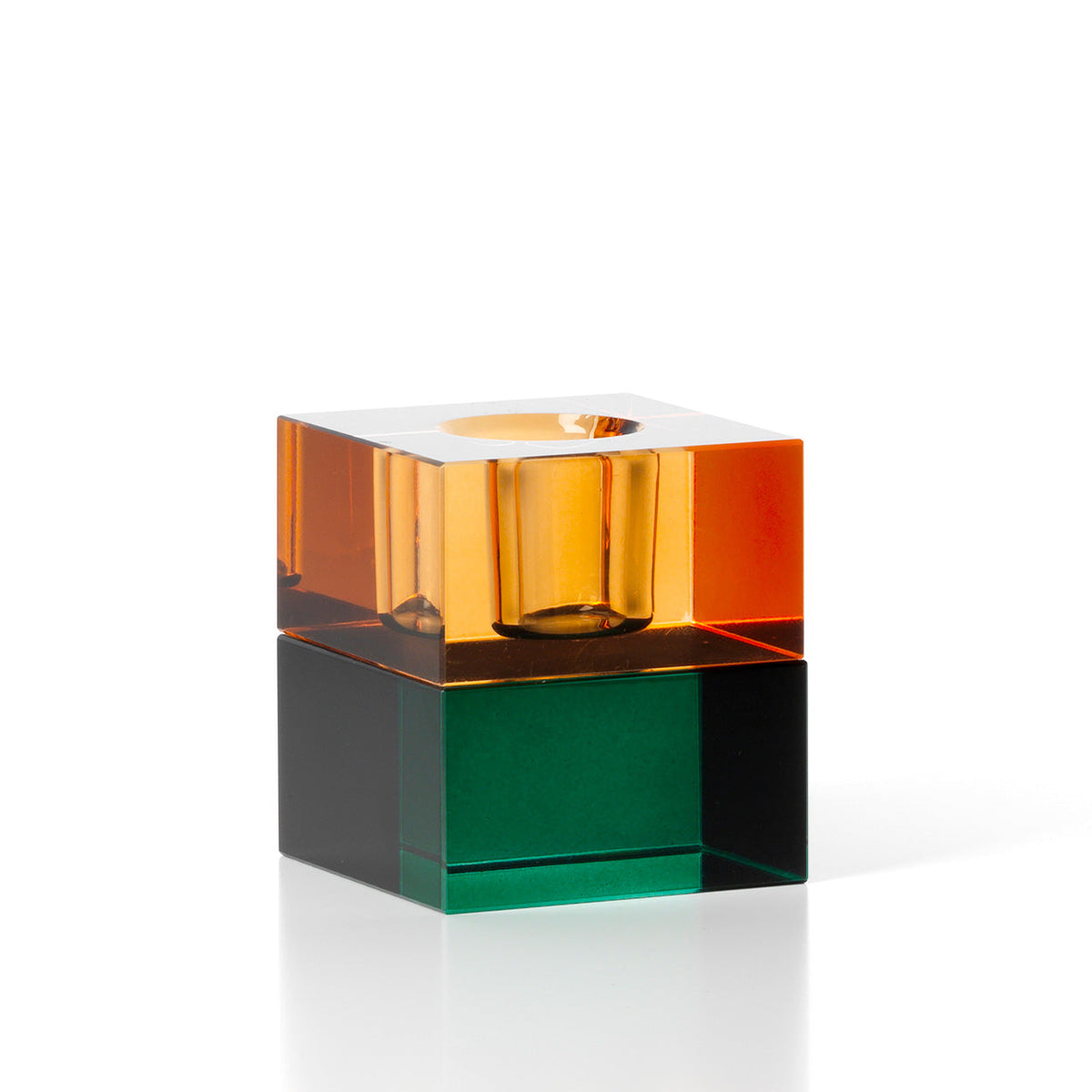 El candelabro Gem Blocks verde ámbar Bazar Bizar