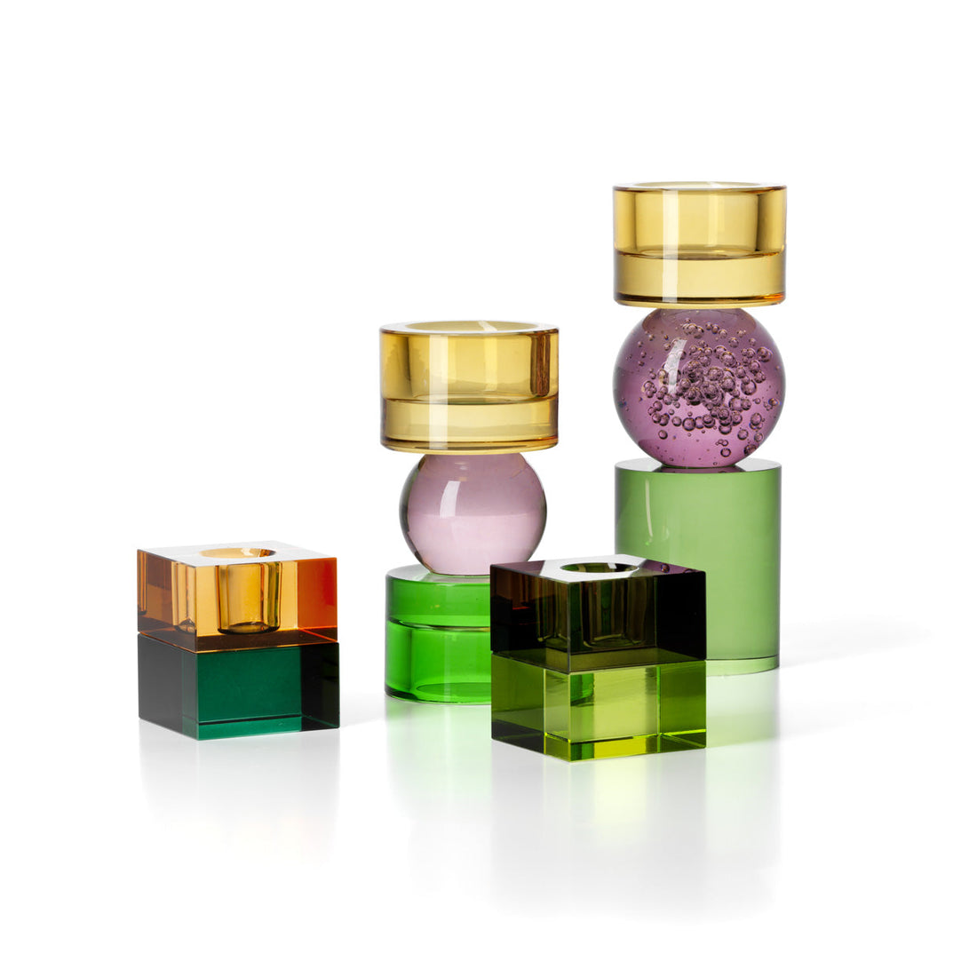 El candelabro Gem Blocks verde ámbar Bazar Bizar