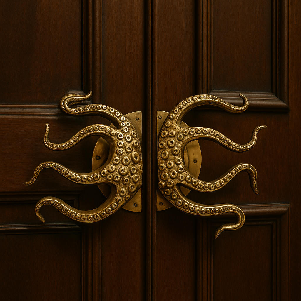 Conjunto único de pomos de puerta de latón Octopus de Pole a Pole