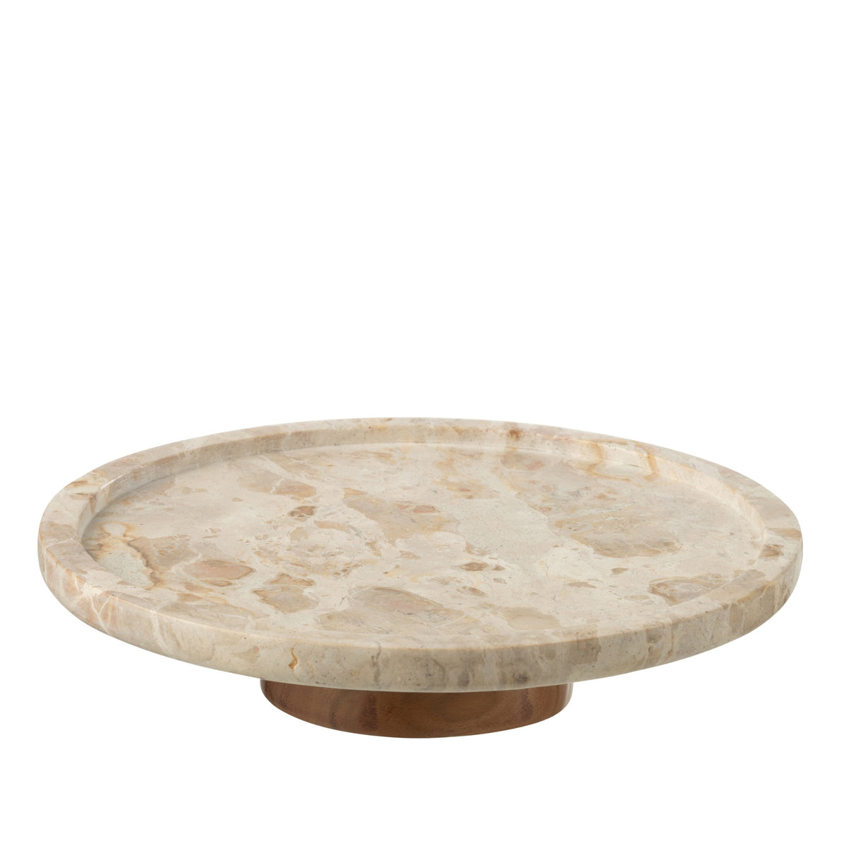 Bandeja Giratoria Redonda Mármol Beige/Natural J-Line