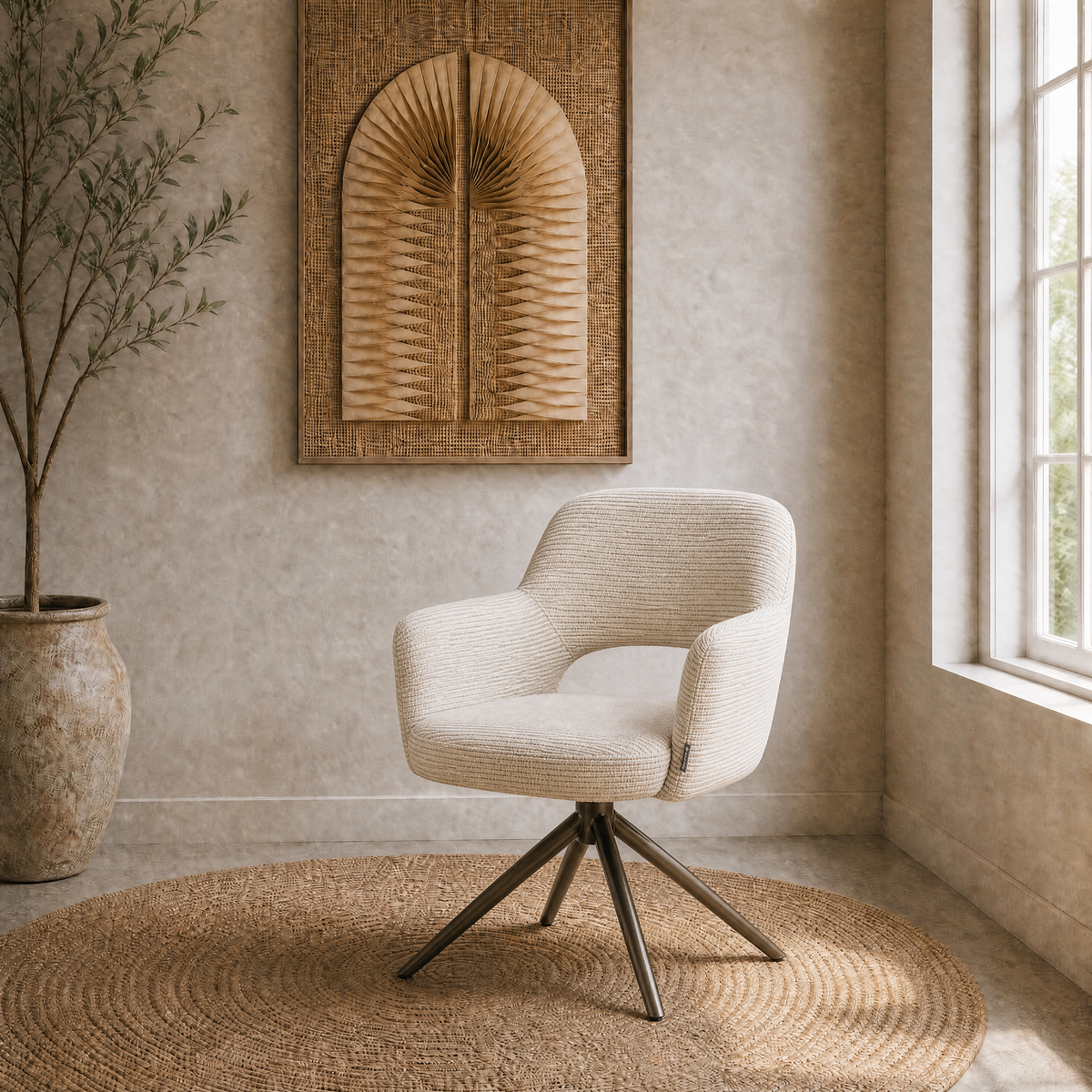 MUST Living Silla de comedor giratoria DiCaprio Natural