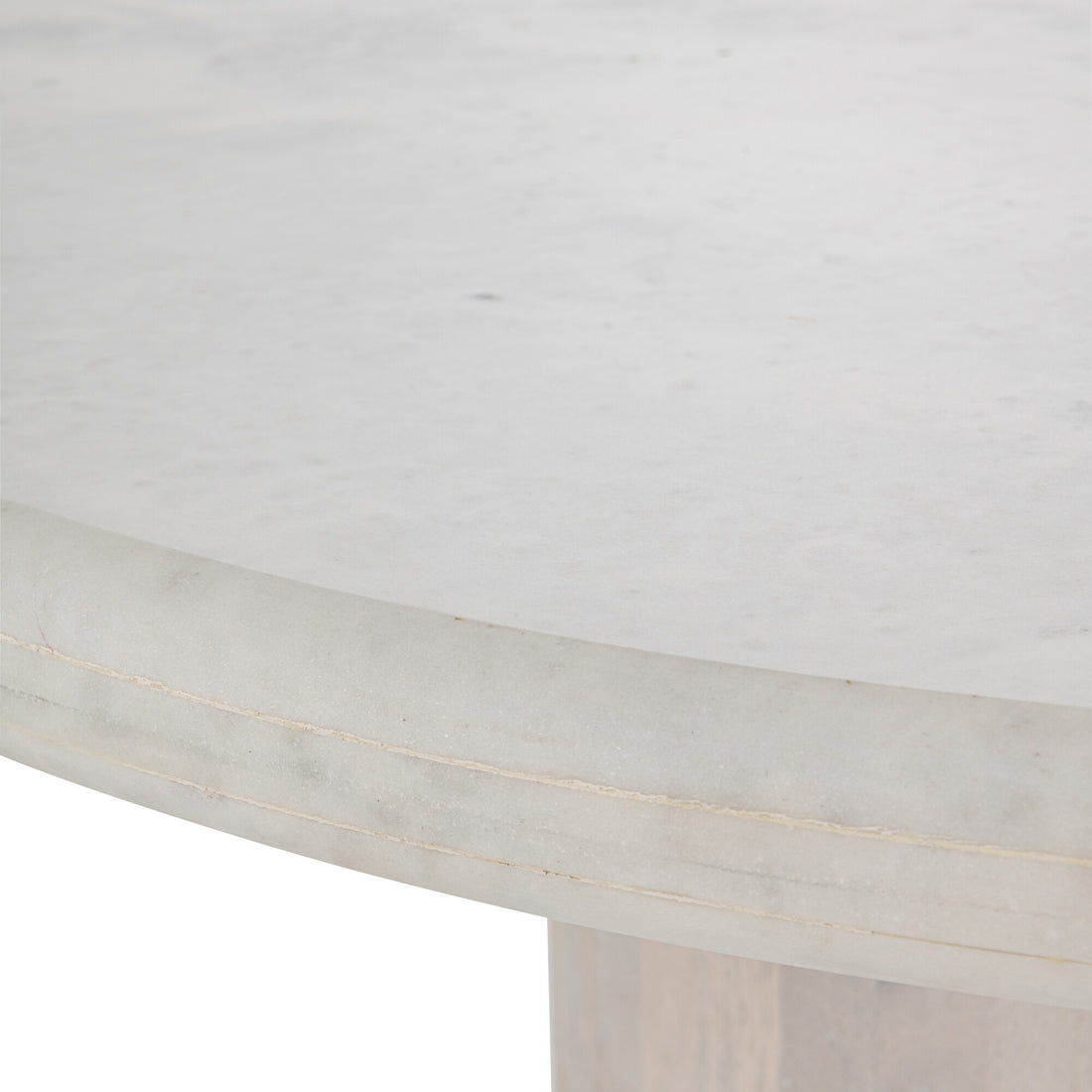 Mesa de comedor redonda de mármol blanco roto grande J-Line