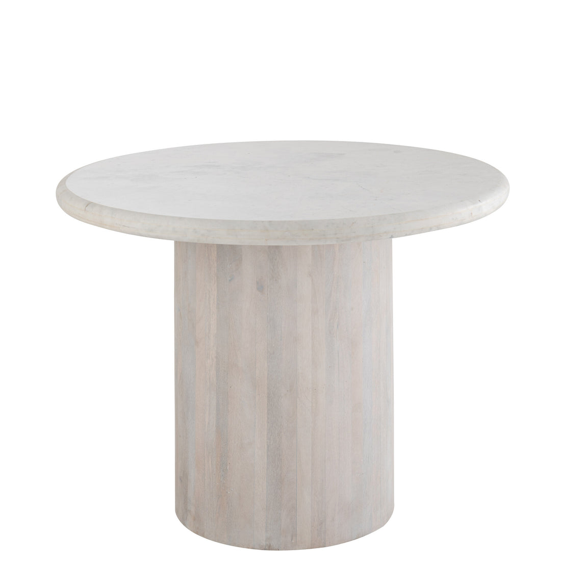 Mesa de comedor redonda de mármol blanco roto grande J-Line