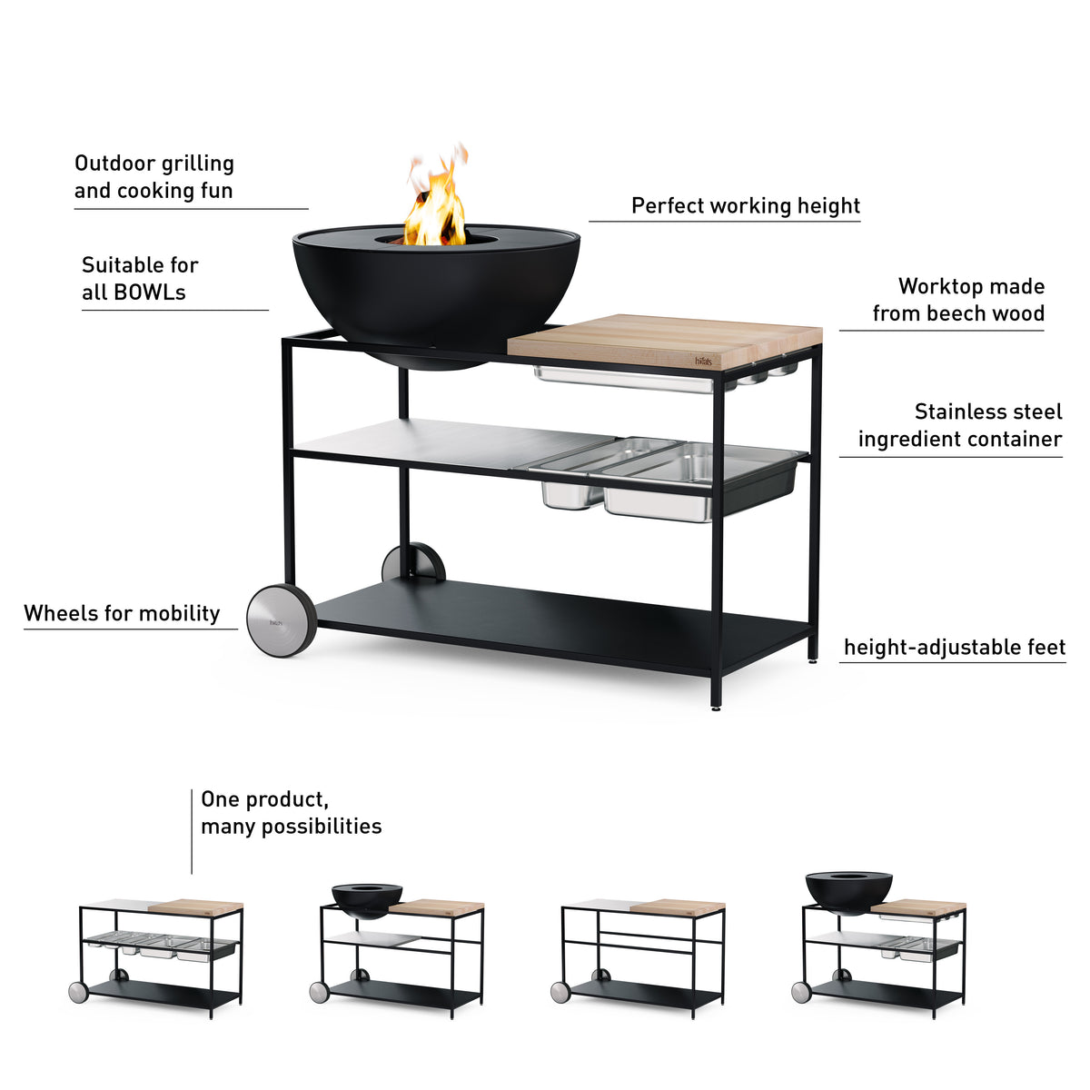 Fire Kitchen BBQ con Höfats Bowl 57 Cocina exterior