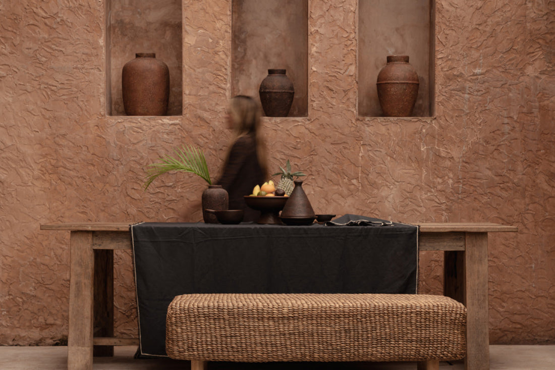 El mantel Tuscany - Negro Natural - 150x300 Bazar Bizar