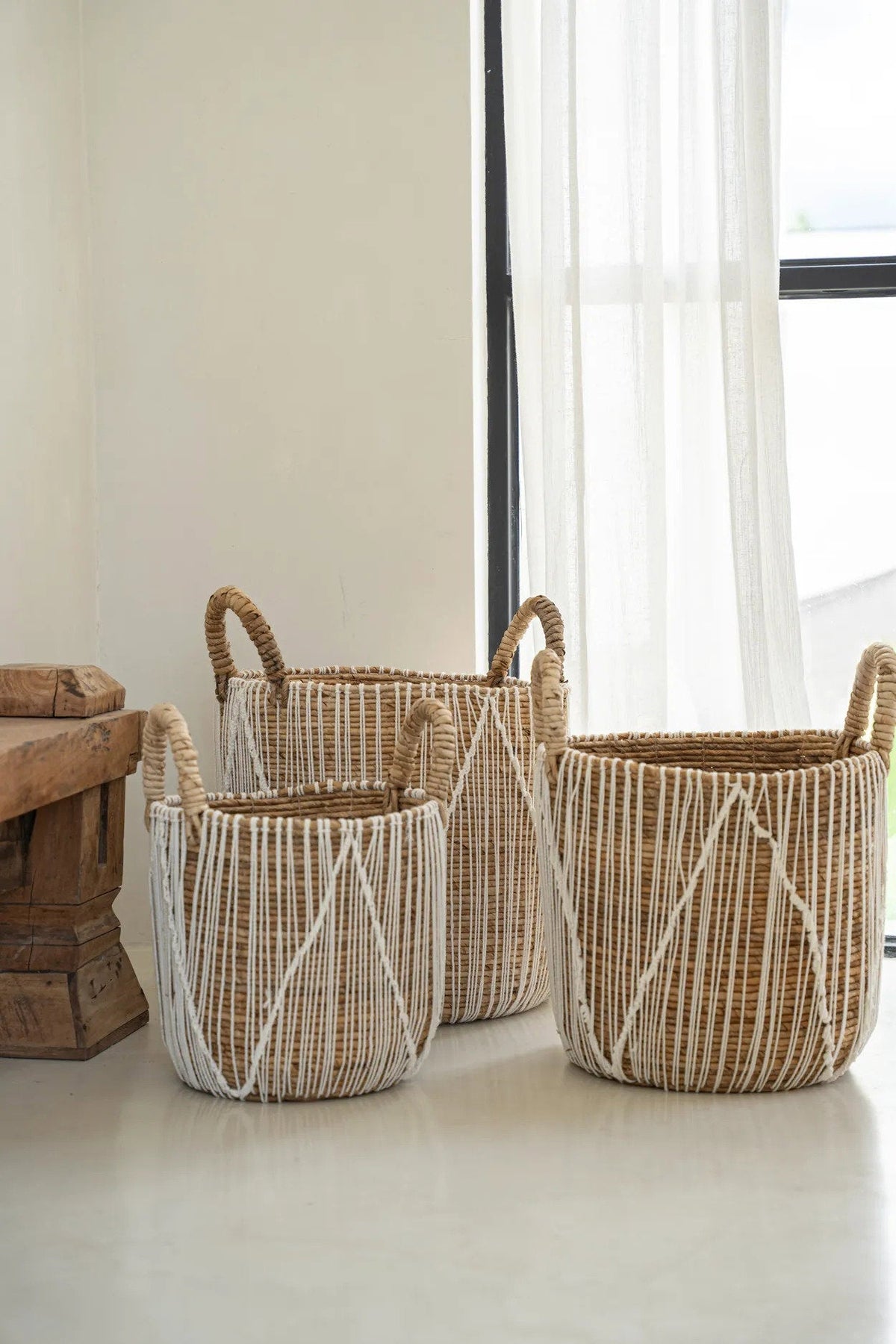 La cesta de macramé de punto recto - L