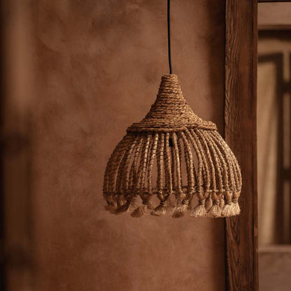 La lámpara colgante de borlas de abacá - Natural - S Bazar Bizar