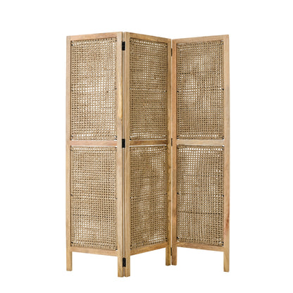 Biombo Divisor Con Paneles De Ratán Madera De Mango Natural J-Line