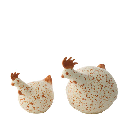 Pollo de cerámica blanco/marrón grande J-Line