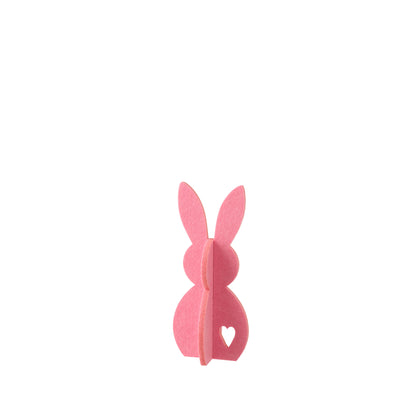 Decoración de Pascua Set de 3 Conejos Rosas de Fieltro J-Line