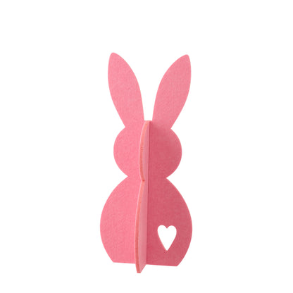 Decoración de Pascua Set de 3 Conejos Rosas de Fieltro J-Line