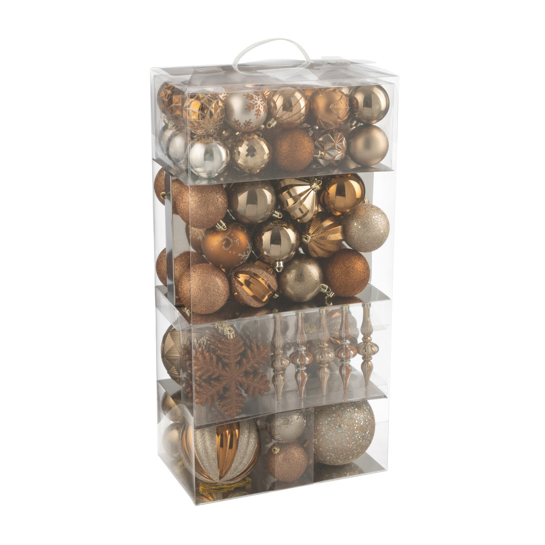 Caja de 80 bolas de Navidad de plástico marrones J-Line